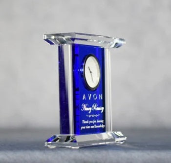 BLUE/CLEAR CRYSTAL CLOCK