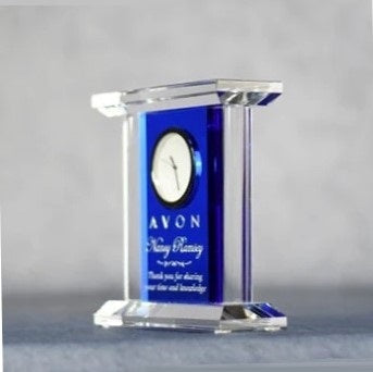 BLUE/CLEAR CRYSTAL CLOCK