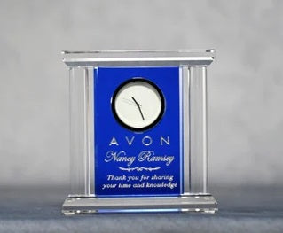 BLUE/CLEAR CRYSTAL CLOCK