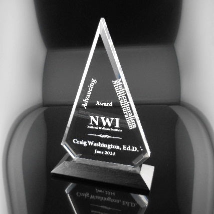 ACRYLIC TRIANGLE ON BLACK OR WALNUT BASE