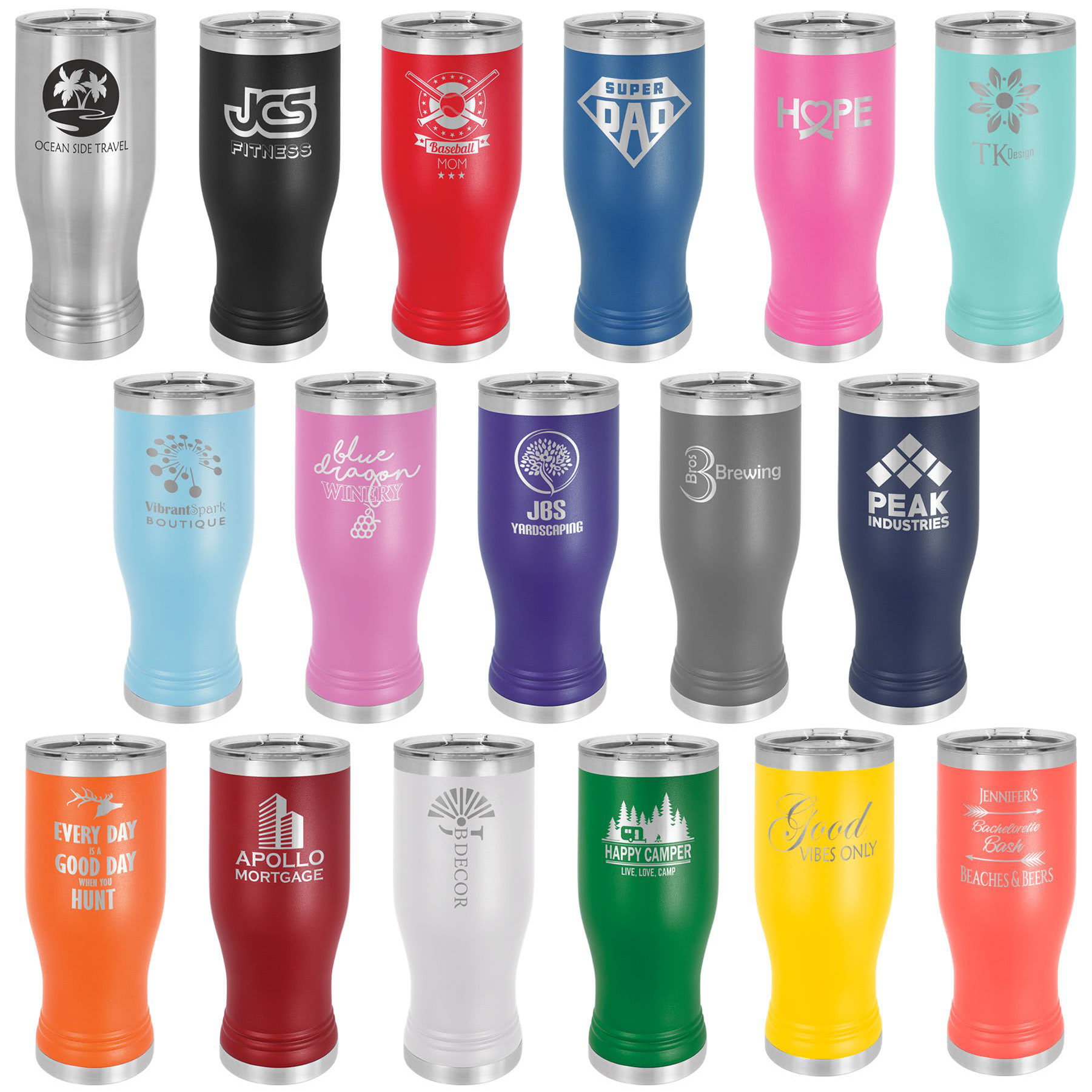 PILSNER TUMBLER WITH CLEAR LID 20 OZ