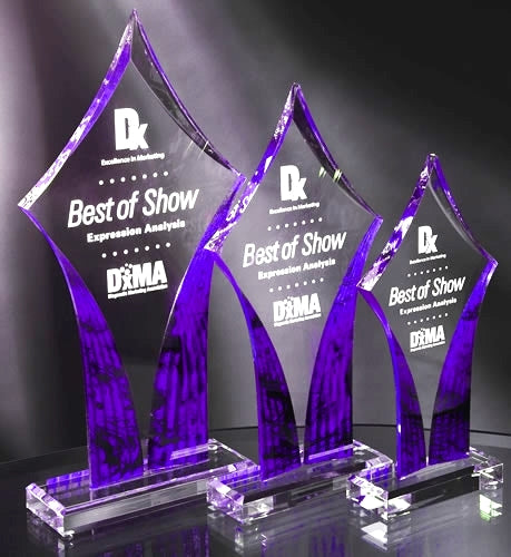 PURPLE/CLEAR DIAMOND ACRYLIC TROPHY