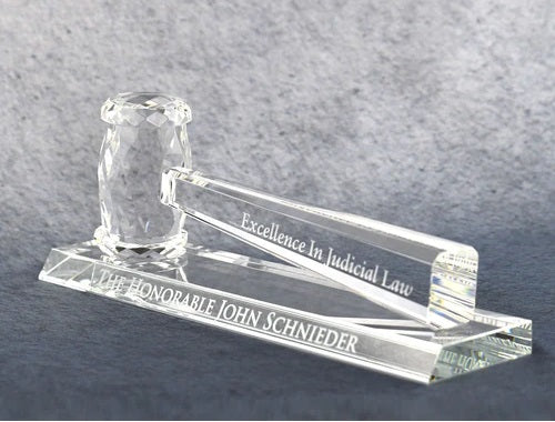 CRYSTAL GAVEL AND BASE