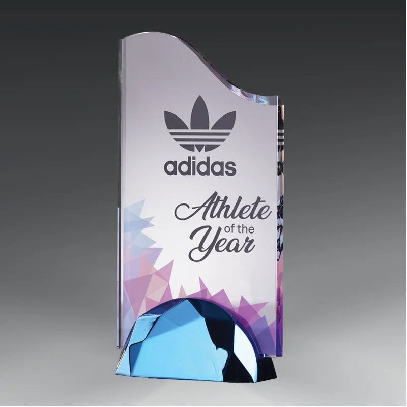 ACRYLIC WAVE AWARD WITH METAL BASE