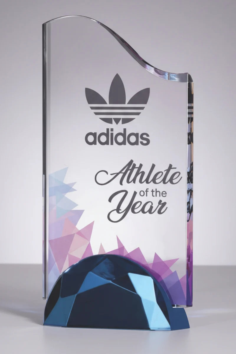 ACRYLIC WAVE AWARD WITH METAL BASE