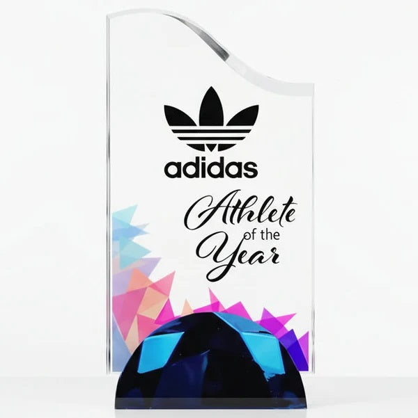 ACRYLIC WAVE AWARD WITH METAL BASE