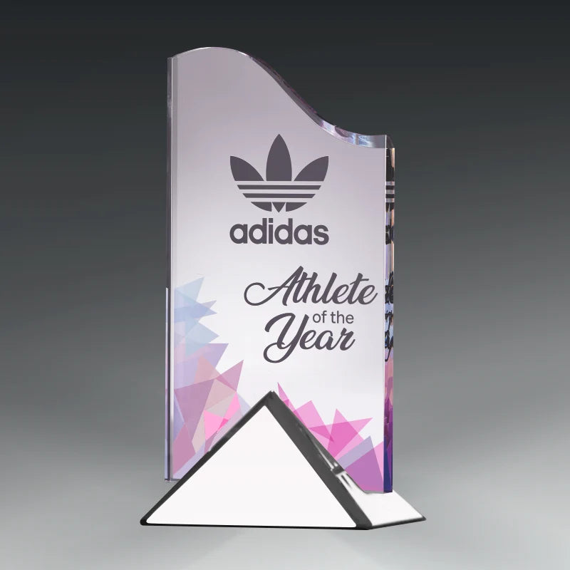 ACRYLIC WAVE AWARD WITH METAL BASE