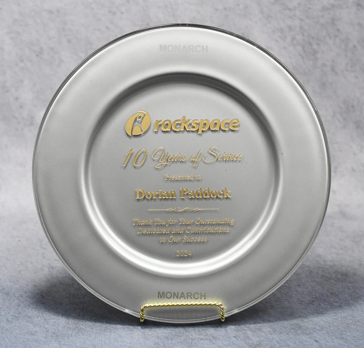 SILVER COMMEMORATIVE GLASS PLATE