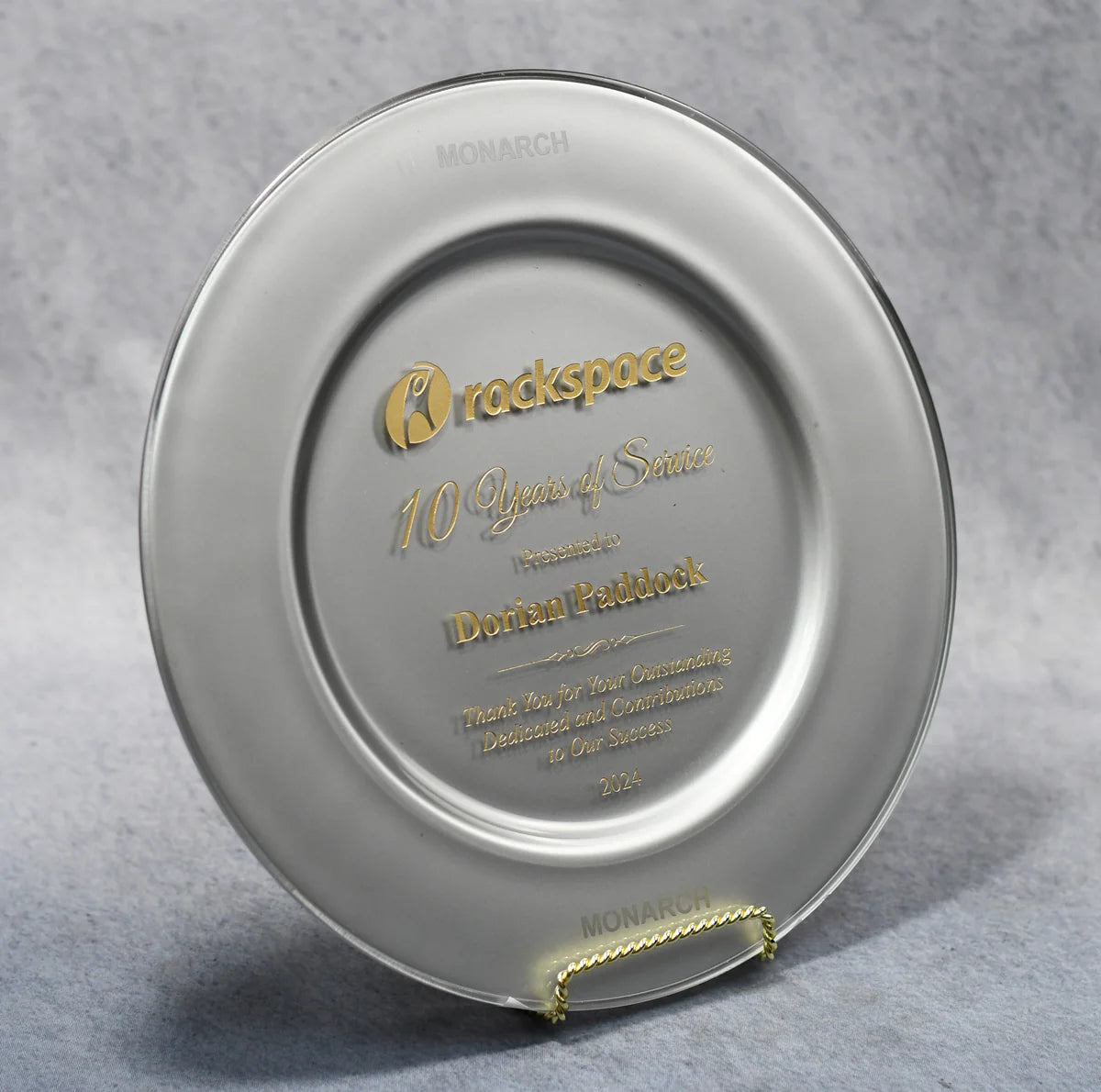 SILVER COMMEMORATIVE GLASS PLATE