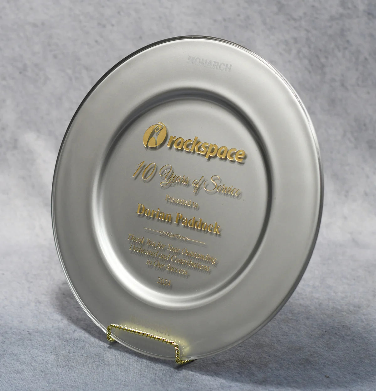 SILVER COMMEMORATIVE GLASS PLATE