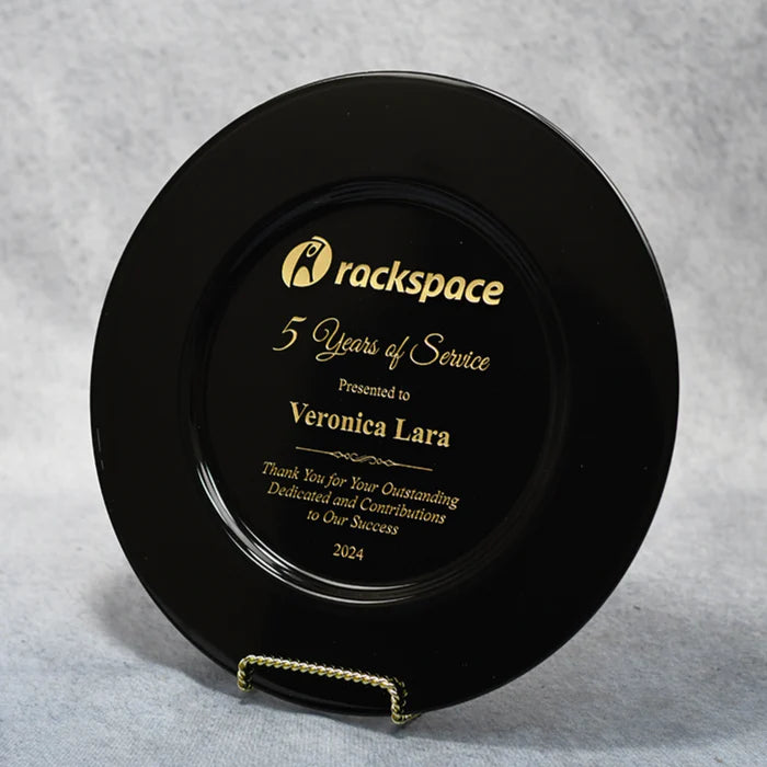 BLACK COMMEMORATIVE GLASS PLATE