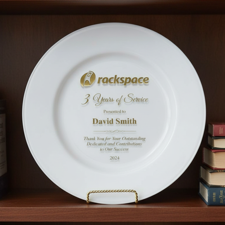 WHITE COMMEMORATIVE GLASS PLATE