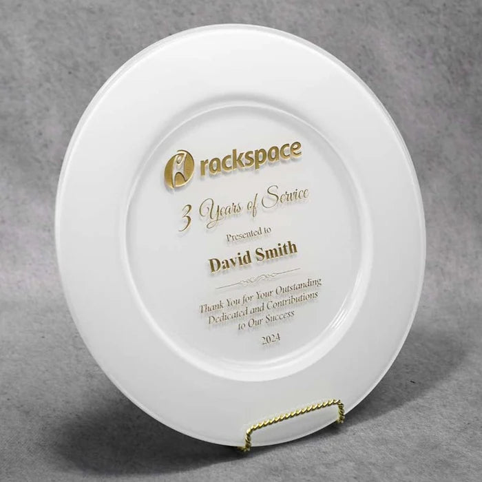 WHITE COMMEMORATIVE GLASS PLATE