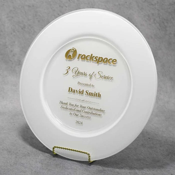 WHITE COMMEMORATIVE GLASS PLATE