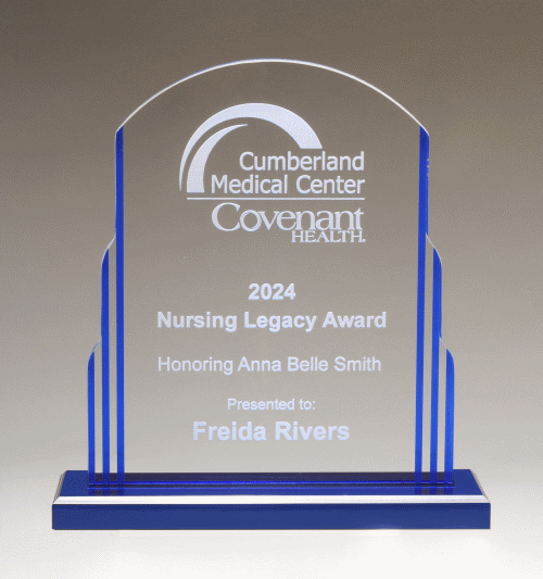 Art Deco Style Acrylic Award with Blue Accents