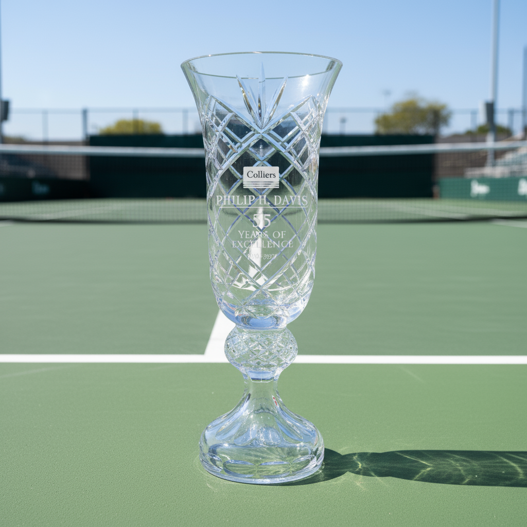 18" CUT CRYSTAL HURRICANE VASE