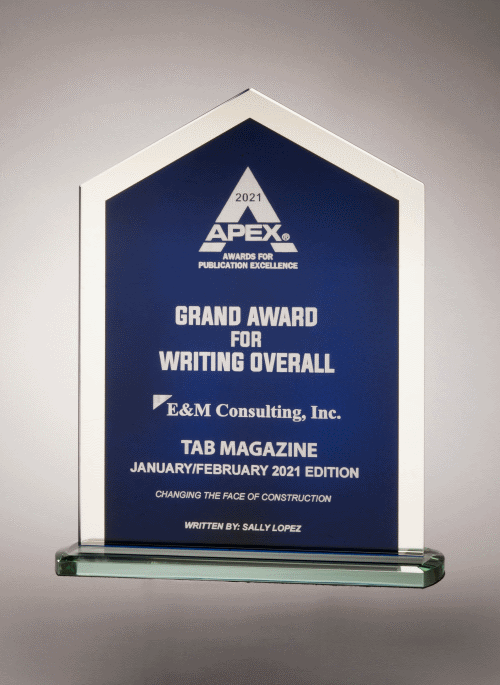 Pinnacle Glass Award – Blue Center with Silver Border