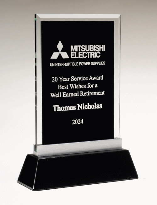 Rectangular Clear Glass with Black Painted Background, Black High Gloss Base