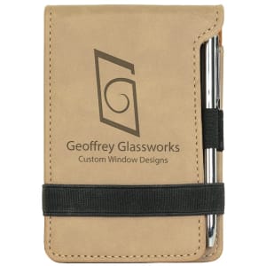 3 1/4" x 4 3/4" Laserable Leatherette Mini Notepad with Pen