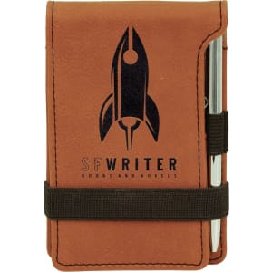 3 1/4" x 4 3/4" Laserable Leatherette Mini Notepad with Pen