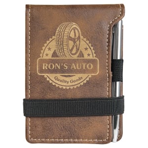 3 1/4" x 4 3/4" Laserable Leatherette Mini Notepad with Pen
