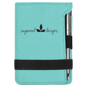 3 1/4" x 4 3/4" Laserable Leatherette Mini Notepad with Pen