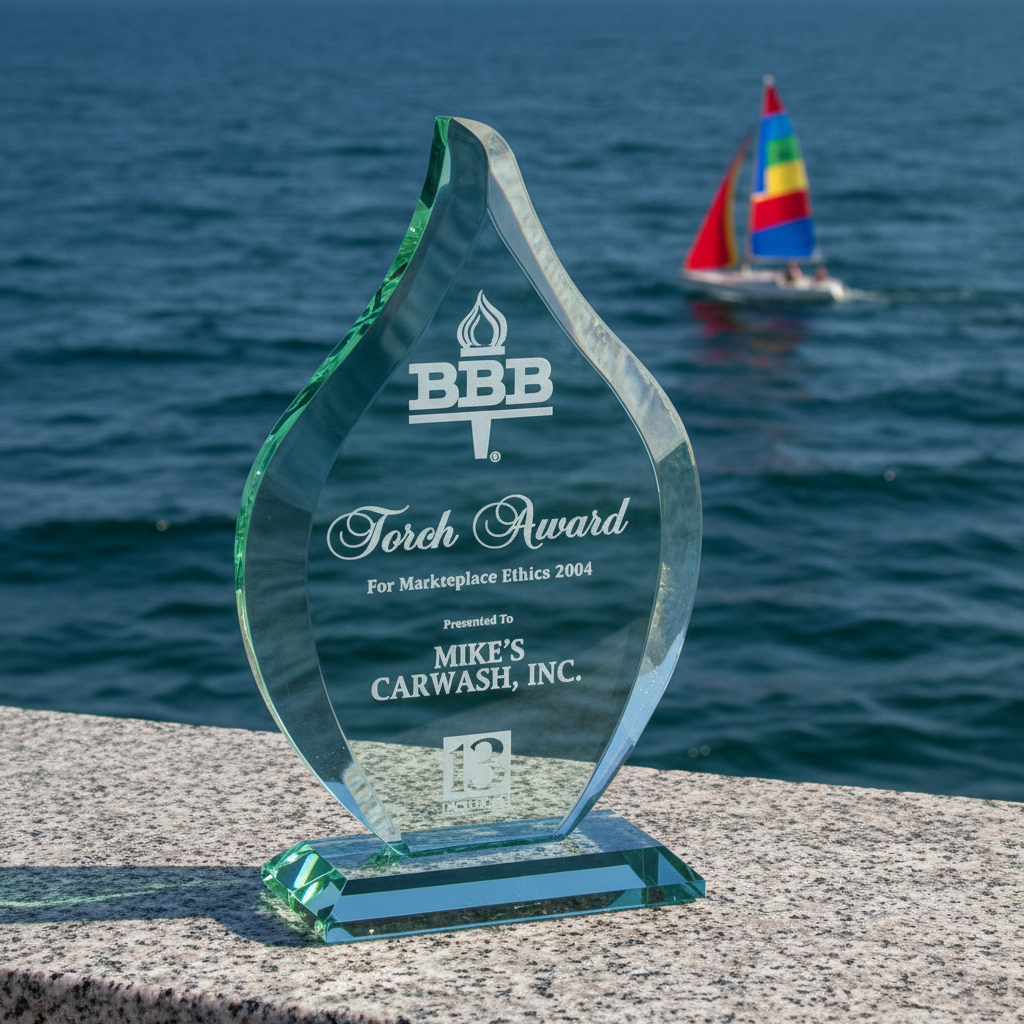 JADE CRYSTAL BEVELED FLAME TROPHY AWARD