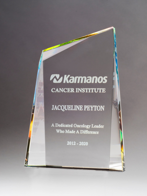 Pinnacle Series Freestanding Crystal Award with Prism-Effect Coating