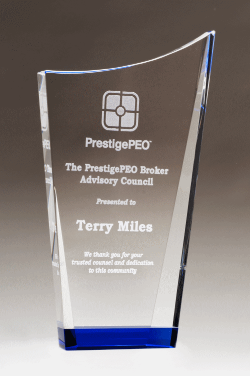 Contemporary Series Clear Crystal Award with Blue Accented Bottom