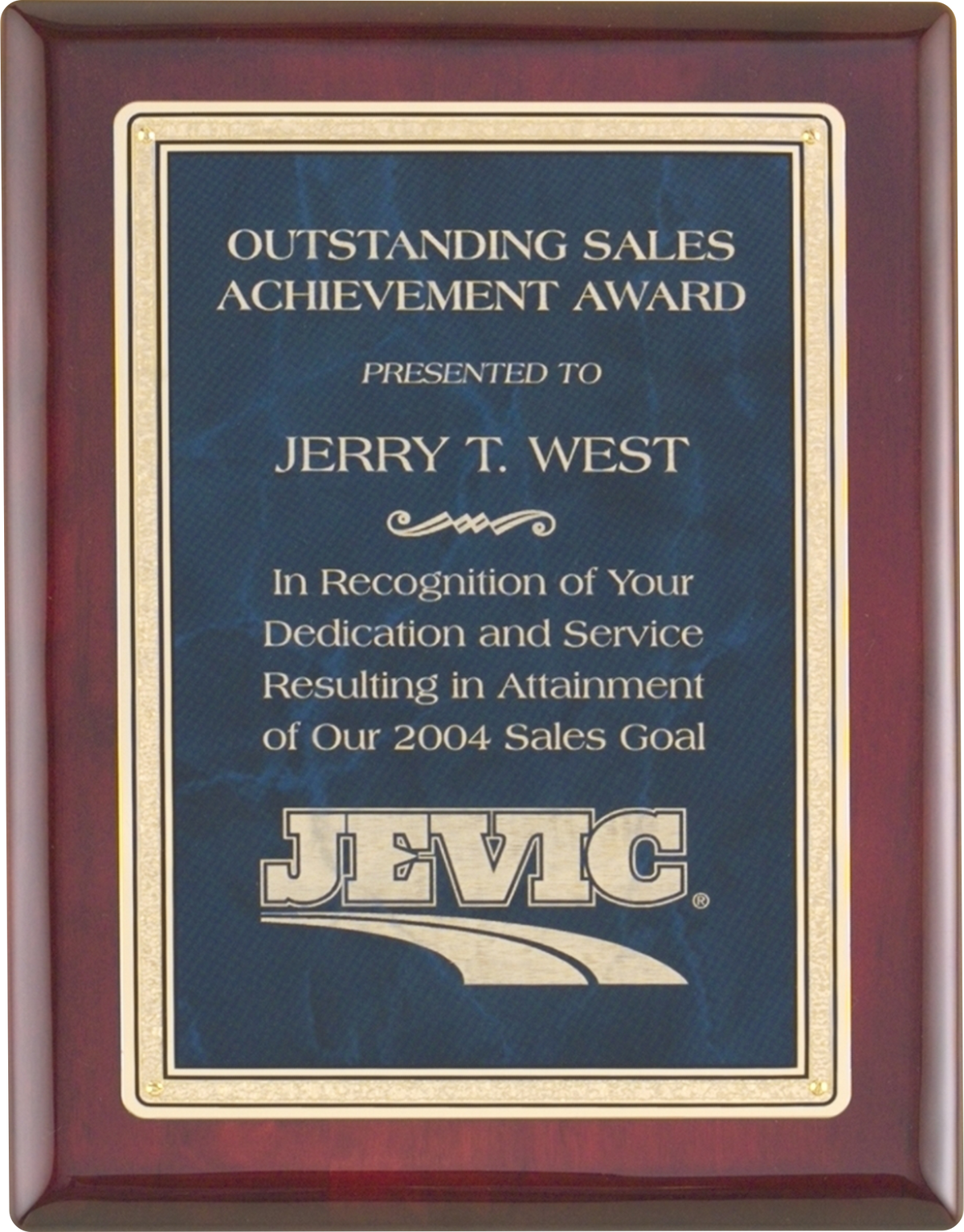 Rosewood Piano Finish Plaque with Marble Design Brass Plate