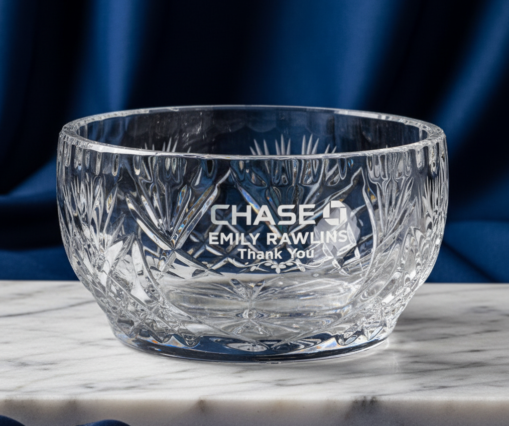 HAND CUT CRYSTAL BOWL - 5" DIA (DESKTOP RECOGNITION)