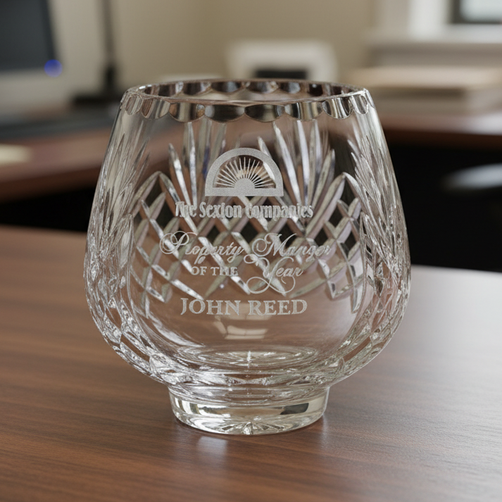 CRYSTAL FOOTED ROSE BOWL