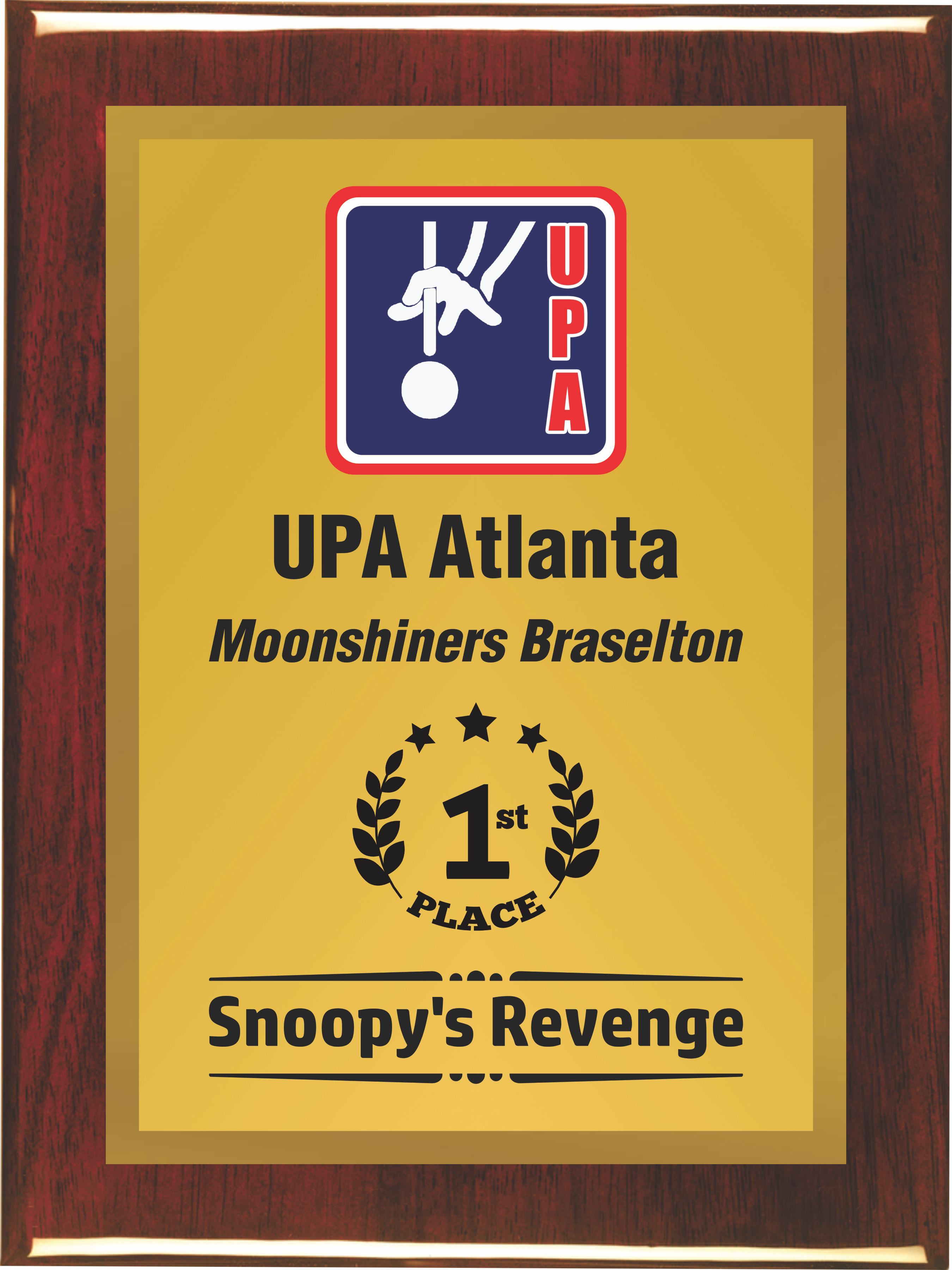 Premium Atlanta Custom Plaque/ Rosewood piano finish with logo and text in full color