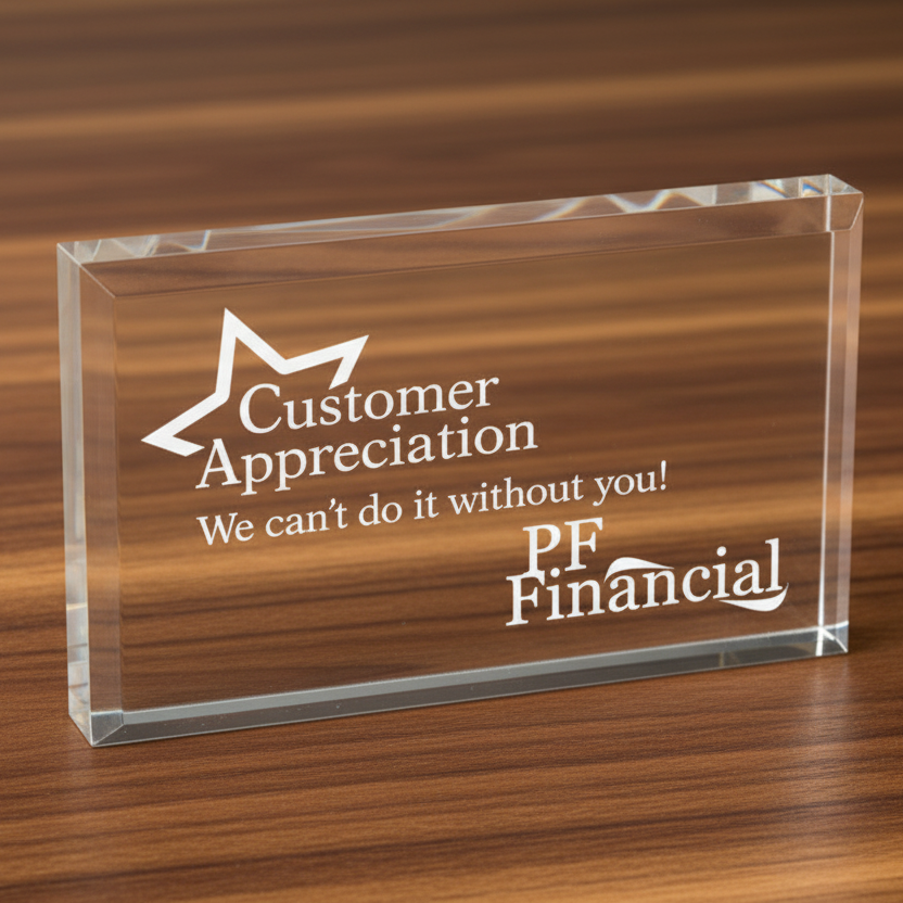 CLEAR BEVELED ACRYLIC PAPERWEIGHT