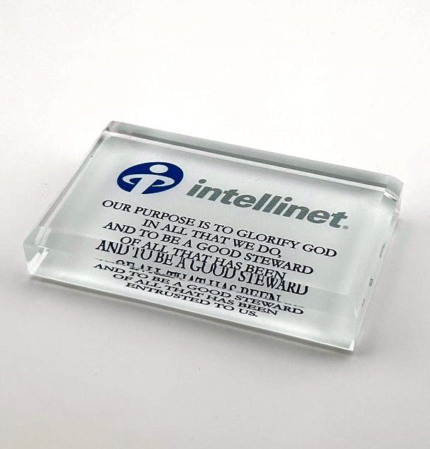 CLEAR BEVELED ACRYLIC PAPERWEIGHT