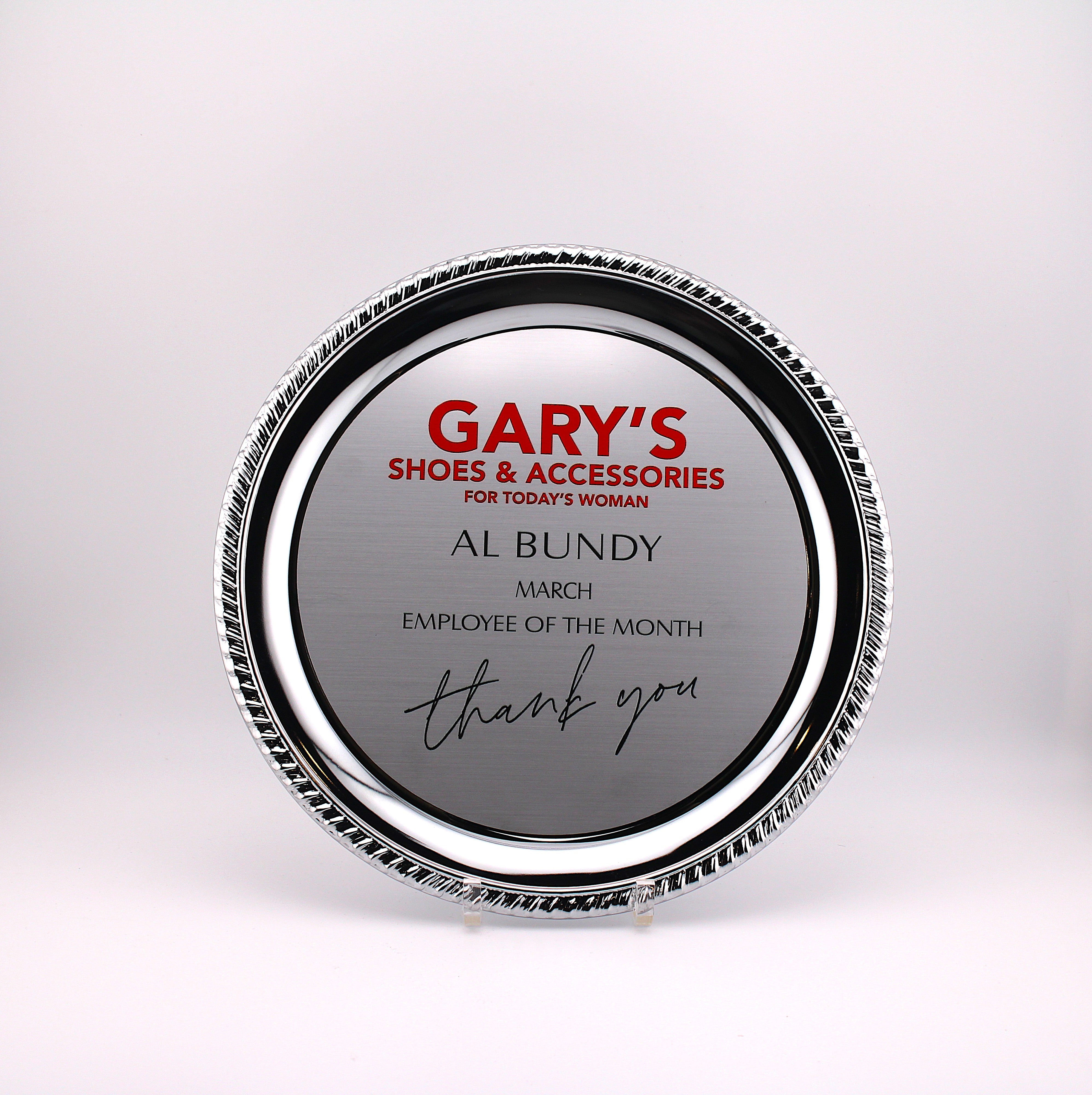 SILVER CHROME ROUND TRAY