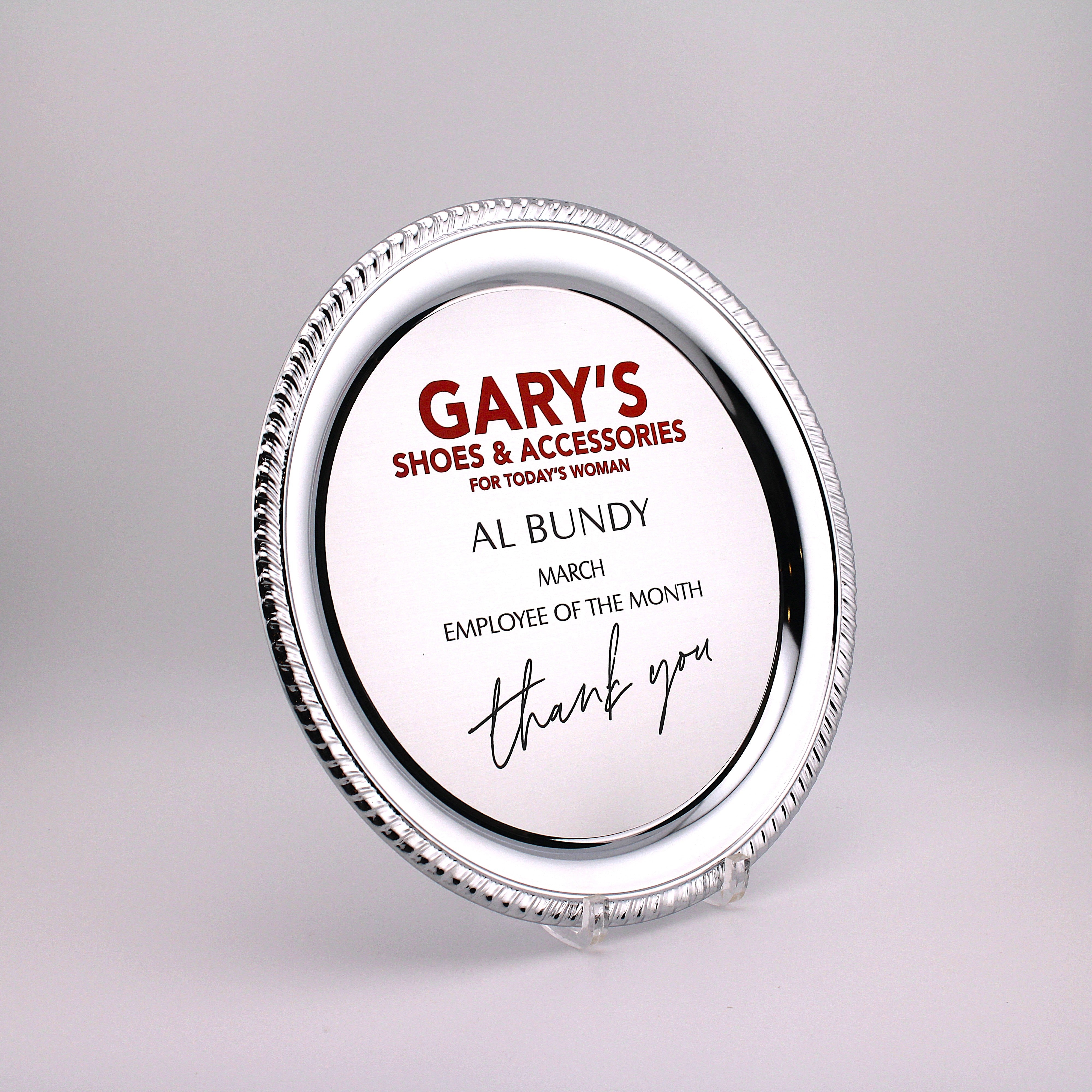 CHROME ROUND TRAY WITH GOLD INSERT