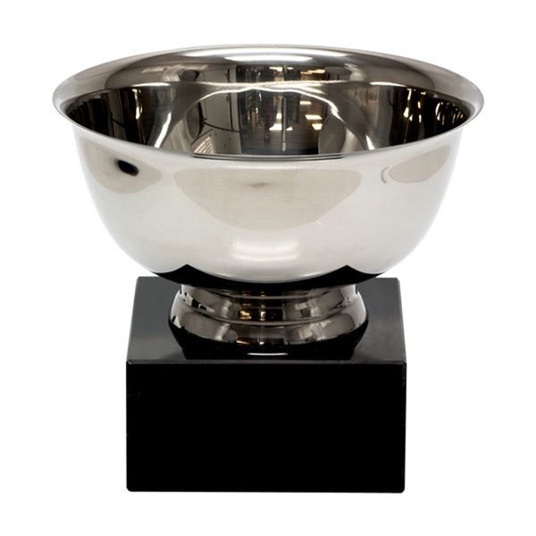 SILVER BOWL ON MARBLE BASE