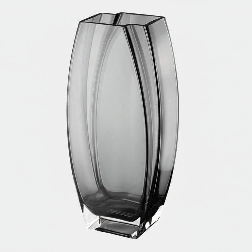 Gray glass vase on a light gray background