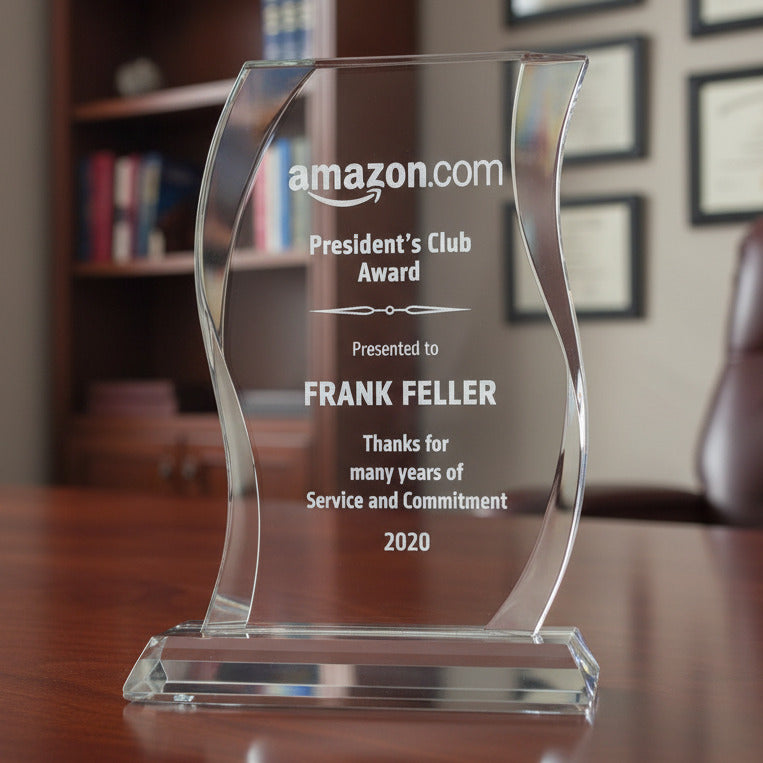 CLEAR CRYSTAL WAVE | DEEP ETCHED AND COLOR FILLED | ATLANTA AWARDS SPECIALIST