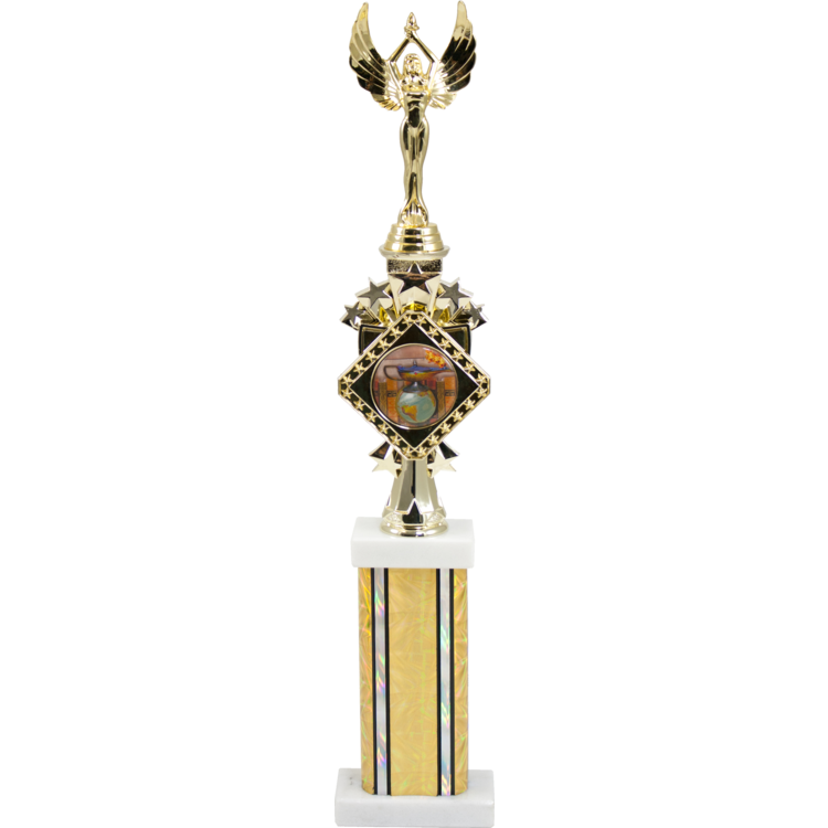 DIAMOND SERIES TROPHY WITH RISER ON A MARBLE BASE