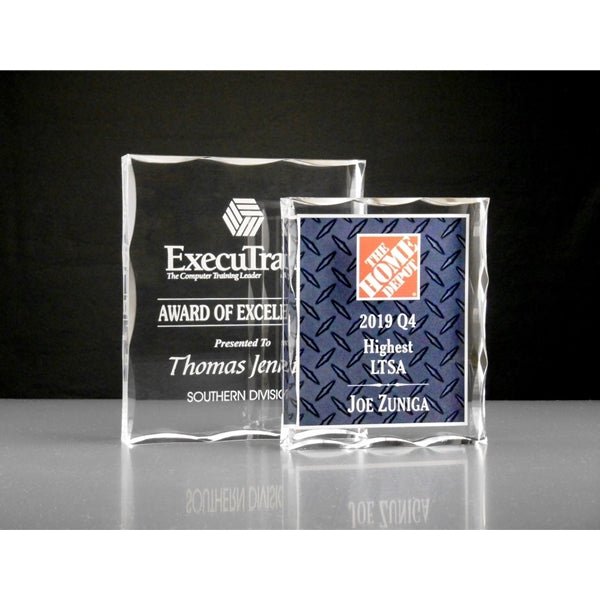 MARITIME scalloped edge acrylic award trophy  | Specialty Engraving Acrylic Awards