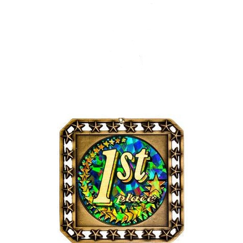 EXCLUSIVE SQUARE MEDAL WITH ROUND INSERT