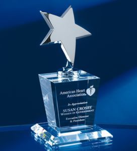 OPTIC CRYSTAL SILVER STAR AWARD | Free engraving| Free art proof before production