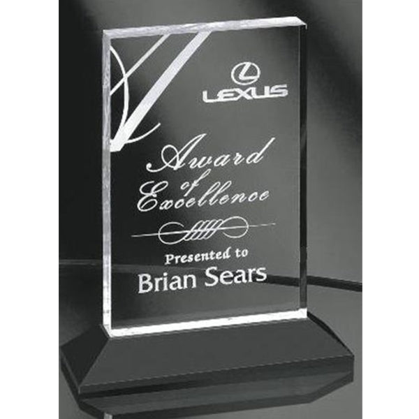 ACRYLIC RECTANGLE ON BLACK OR WALNUT BASE | Classic elegance in wood and acrylic | Laser Engraved