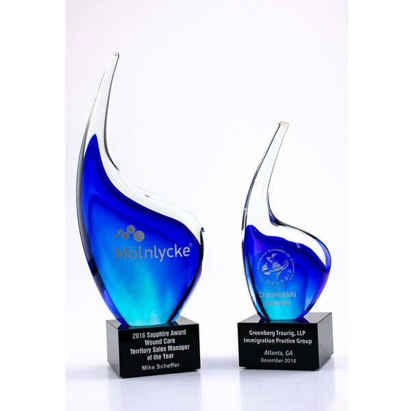 ART GLASS TEAR DROP AWARD - SPECIALTY ENGRAVING ATLANTAS AWARDS LEADER
