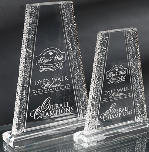 CRINKLE EDGE ACRYLIC TOWER AWARD TROPHY FOR SPECIAL RECOGNITION