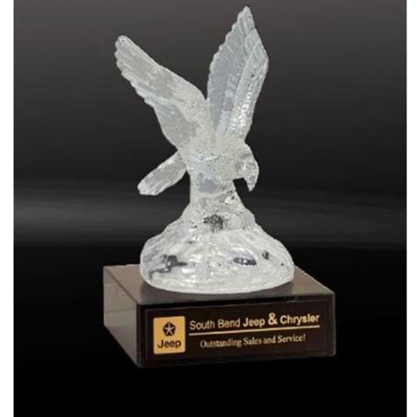 GLASS EAGLE ON MARBLE BASE