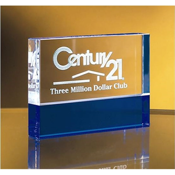 BLUE/CLEAR CRYSTAL RECTANGLE AWARD| SIMPLY ELEGANT CRYSTAL AWARD