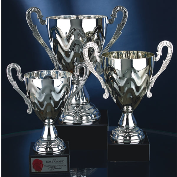 SILVER TONE METAL TROPHY CUP